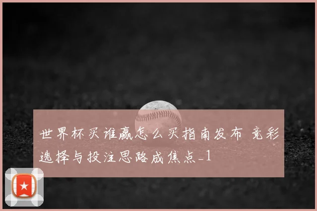 世界杯买谁赢怎么买指南发布 竞彩选择与投注思路成焦点_1